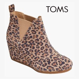 TOMS Kelsey Leopard Suede Wedge Bootie